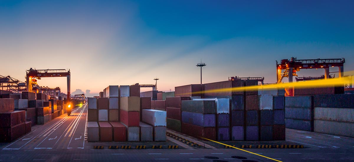 Container für Schiffstransport am Hafen | LGI